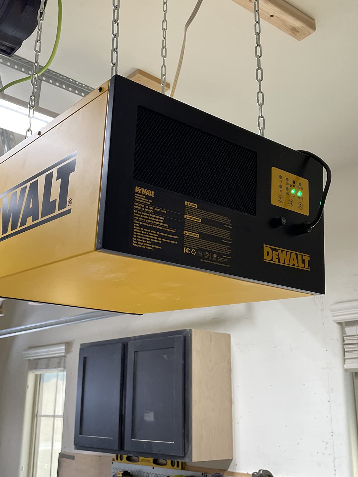 DEWALT Air Filtration System Dust Collector for Woodworking DWXAF101 | 3-Speed Hanging Ceiling Dust Collection Systems Remote Control 4 Modes 8H Time Setting 2 Stage Filtration for Garage/Workshop customer photo 1