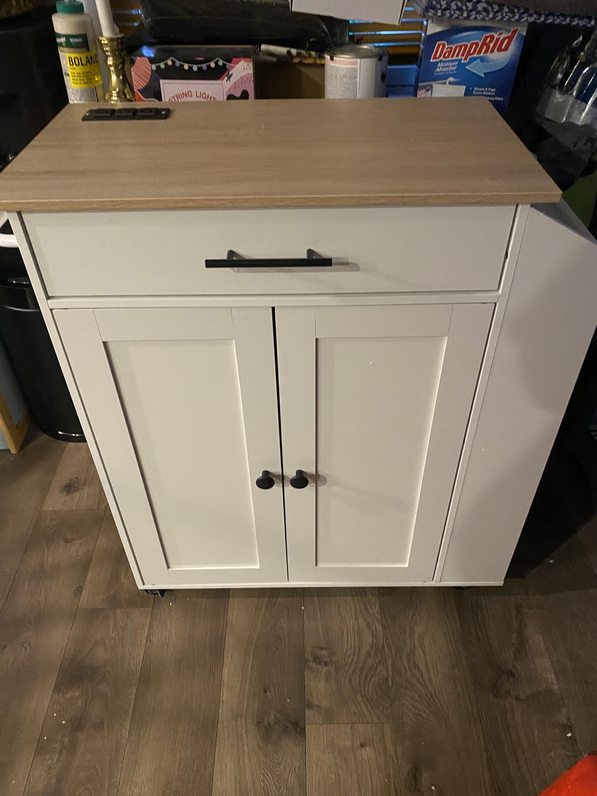 HOOBRO Kitchen Island with Power Outlet, Storage Island with Spice Rack and Drawer, Rolling Kitchen Cart on Wheels, Rustic Brown and Black customer photo 1