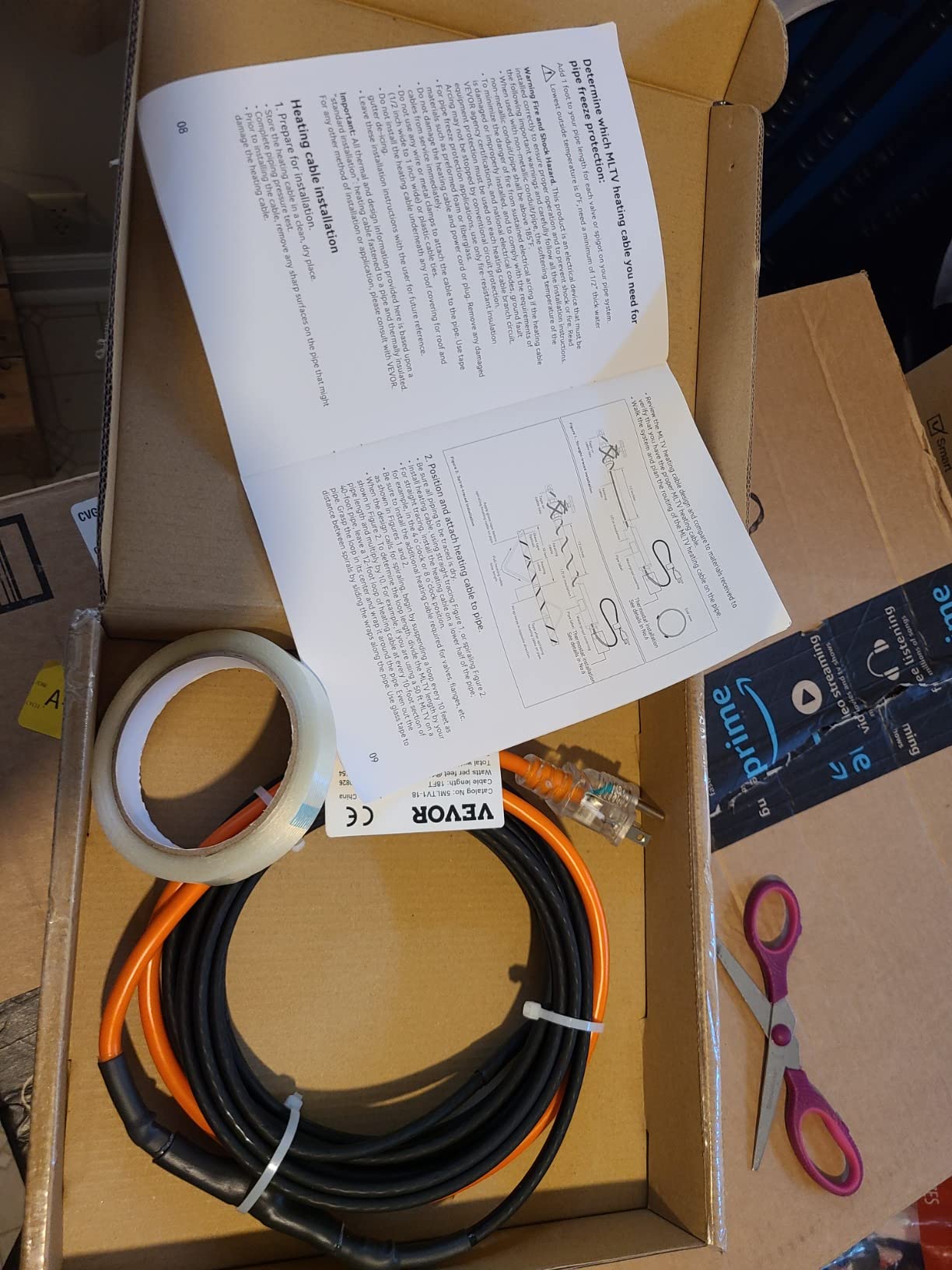 VEVOR Self-Regulating Pipe Heating Cable, 18-feet 5W/ft Heat Tape for Pipes Freeze Protection customer photo 2