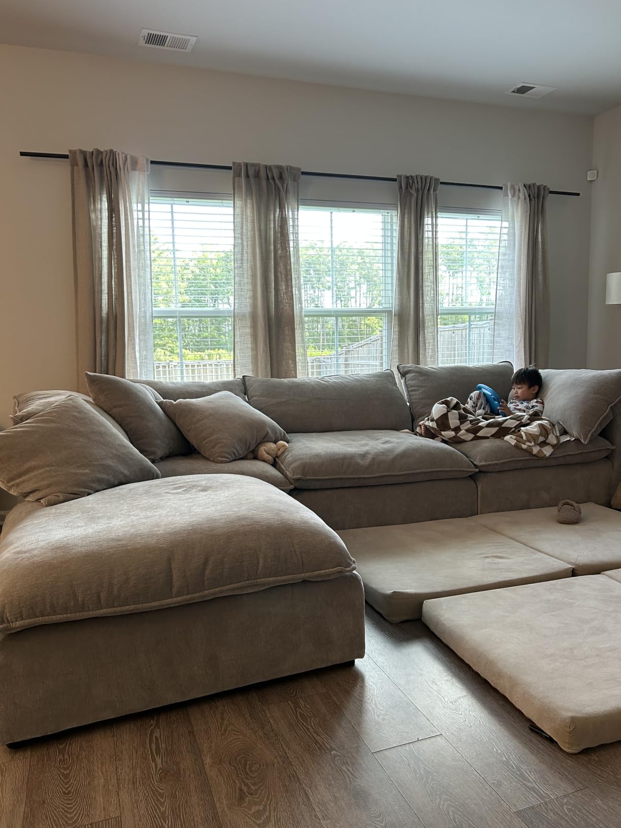 MIULEE Natural White Linen Curtains 52x84 Inch Long for Bedroom Living Room | Soft Thick Linen Textured Window Drapes, Semi Sheer Light Filtering, Rod Pocket Back Tab, Neutral Farmhouse Cream Ivory 2 Panels customer photo 2