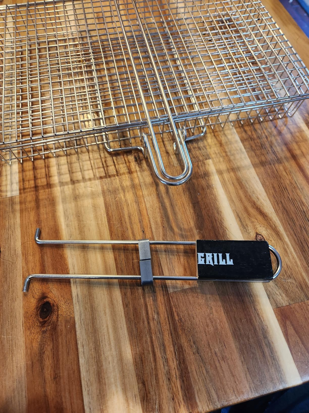 Grill Basket Extra Large, SUS304 Stainless Steel, Portable Folding BBQ Camping Grilling Rack for Fish, Vegetables, Shrimp, Barbeque Griller Cooking Accessories, Grilling Gifts for Men, Dad customer photo 1