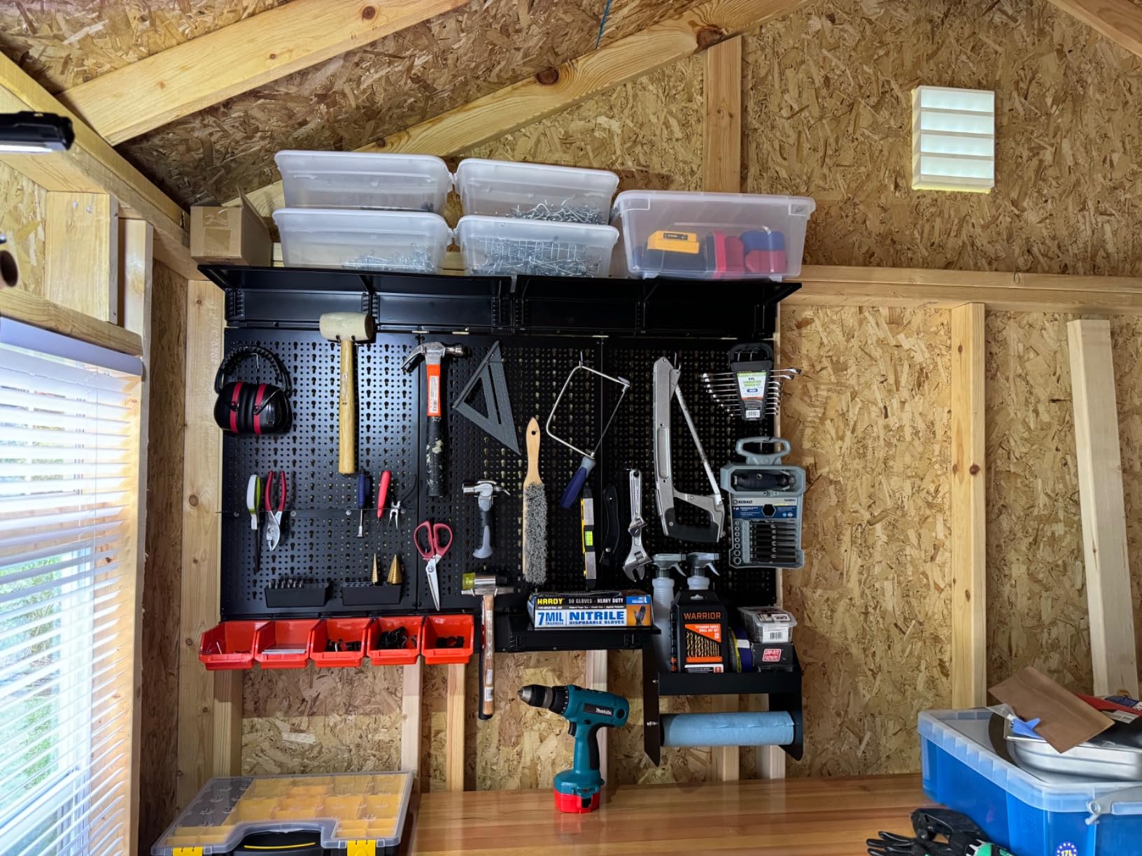 TORACK Metal Pegboard Wall Organizer 4ft Wide, Tool Storage Pegboard System for Garage with Accessories, Wall Mount Storage Bins, Shelves, Peg board Tool Organizer Kit for Workbench(Black) customer photo 2