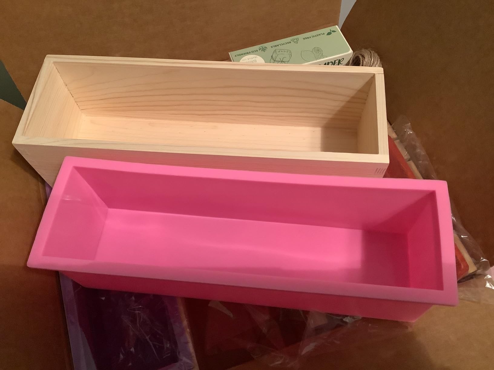 Soap Mold Making Kit with Wooden Cutter Soap Molds Silicone 46oz Purple | Melt and Pour or Cold Process, 50pc Soap Packaging Paper Bags and Slicer | Gift for Wife Women Housewife Soaper customer photo 1