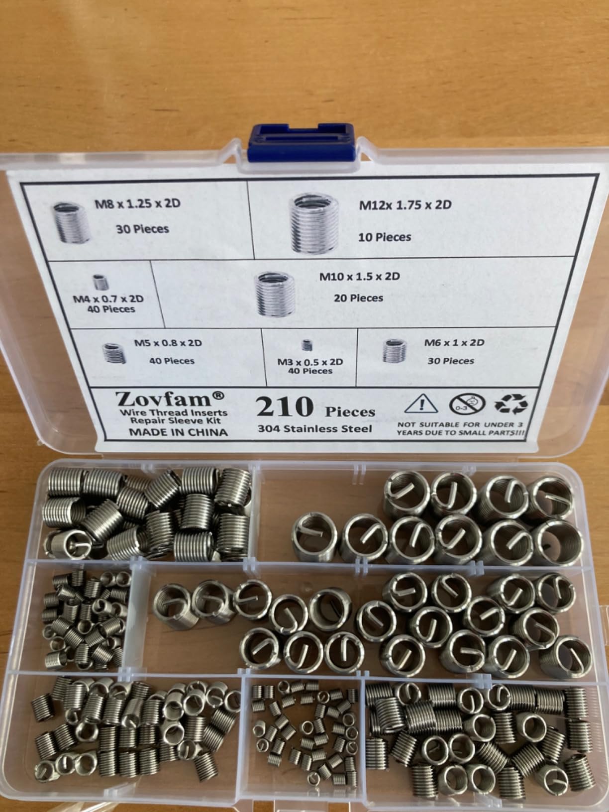 Metric Thread Repair Kit, 304 Stainless Steel Wire Inserts, 210 Pcs customer photo 2