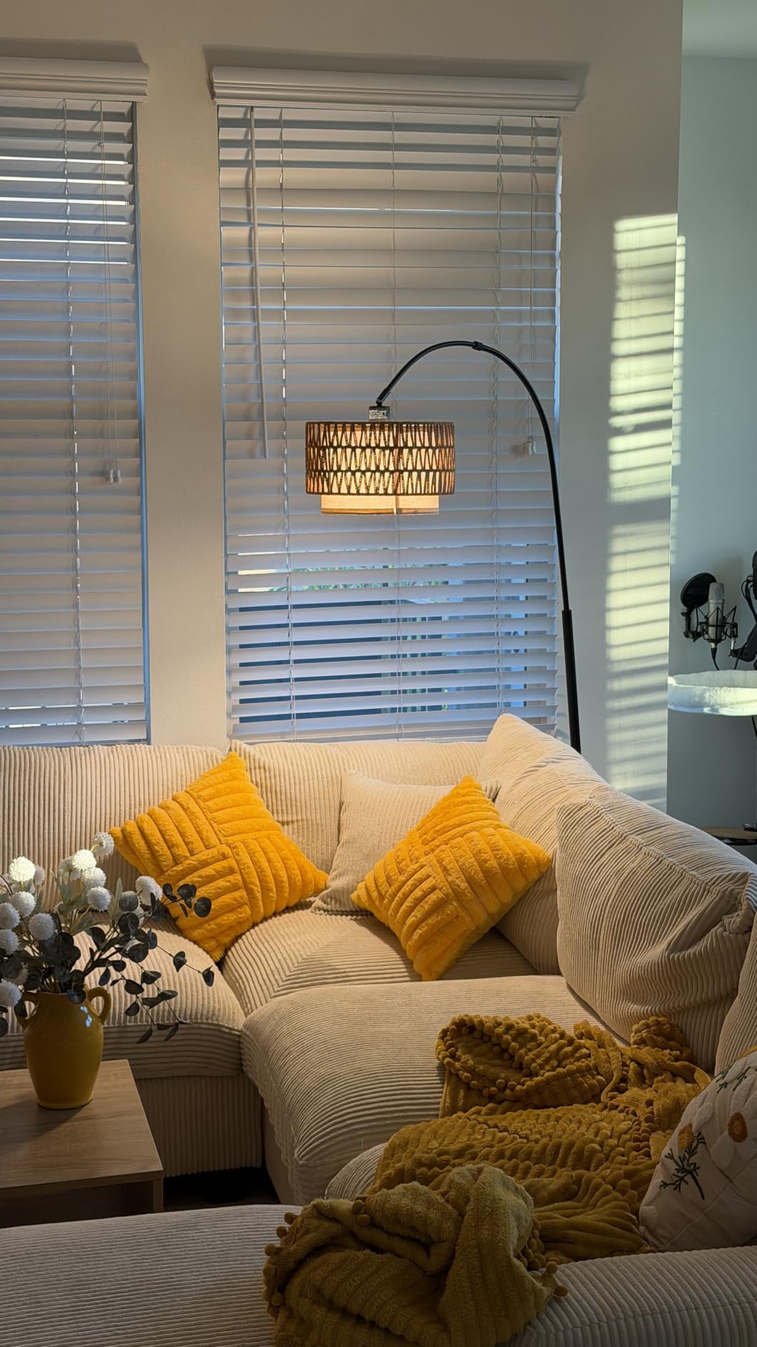 Gold Floor Lamp, Arc Floor Lamp for Living Room with Adjustable Drum Lampshade, Modern Tall Standing Lamp with On/Off Foot Switch, Over Couch Arched Reading Light for Reading, Bedroom, Office customer photo 1