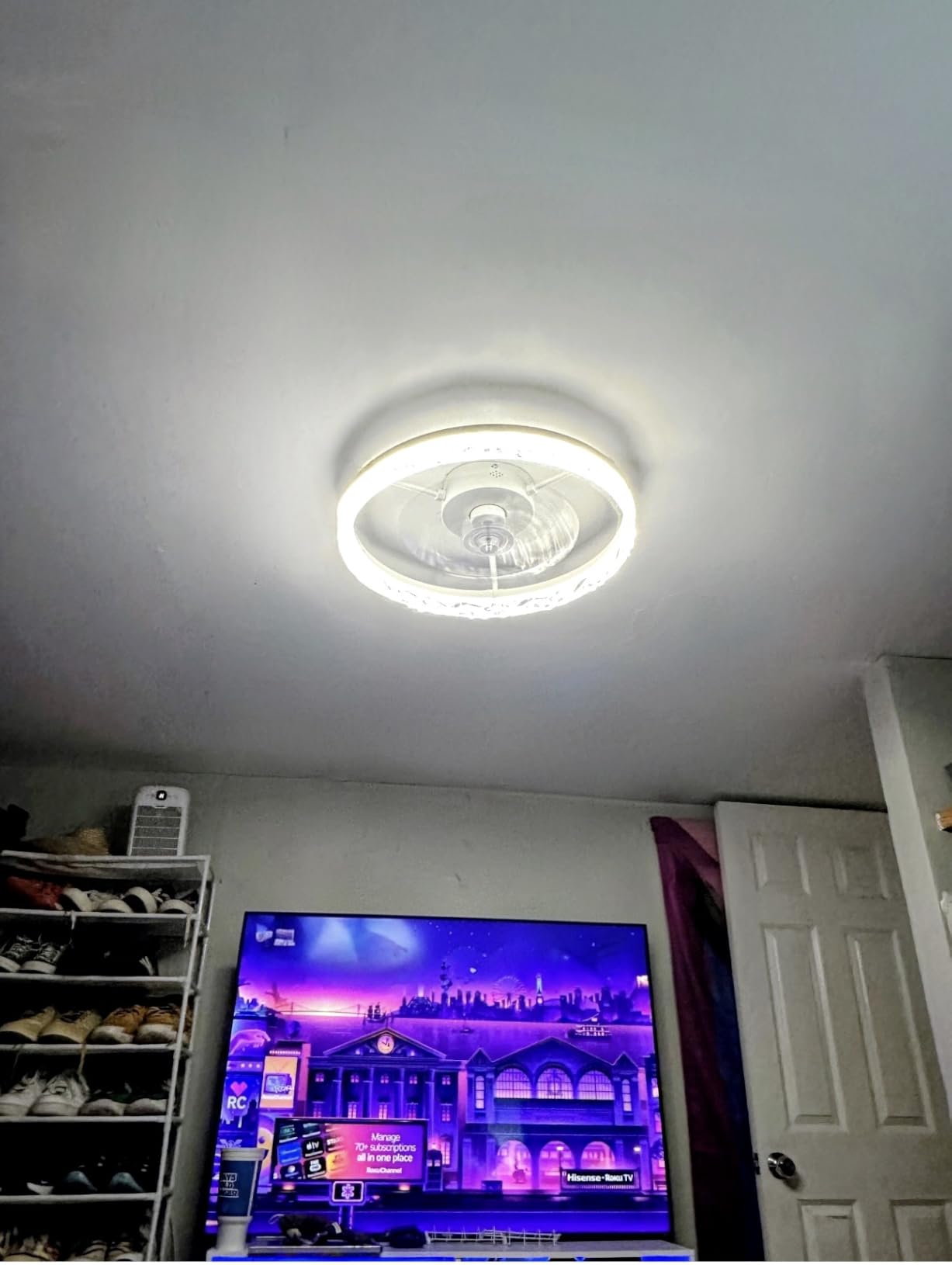 LEDIARY 20 Inch Modern Ceiling Fans with Lights and Remote, White Fandelier | Dimmable Low Profile, Flush Mount Ceiling Fan, Stepless Color Temperature Change, 6 Speeds, Bedroom, Living Room, Kitchen customer photo 2