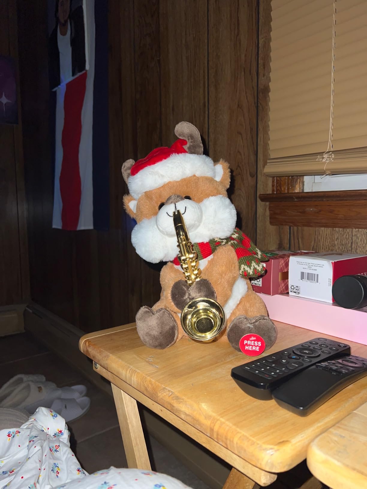 Cuddle Barn - Merry Saxmas Sterling Animated Christmas Reindeer Stuffed Animal Plush Toy, Sways, Lights Up, and Plays Saxophone to Have Yourself a Merry Little Christmas, 12 inches customer photo 1
