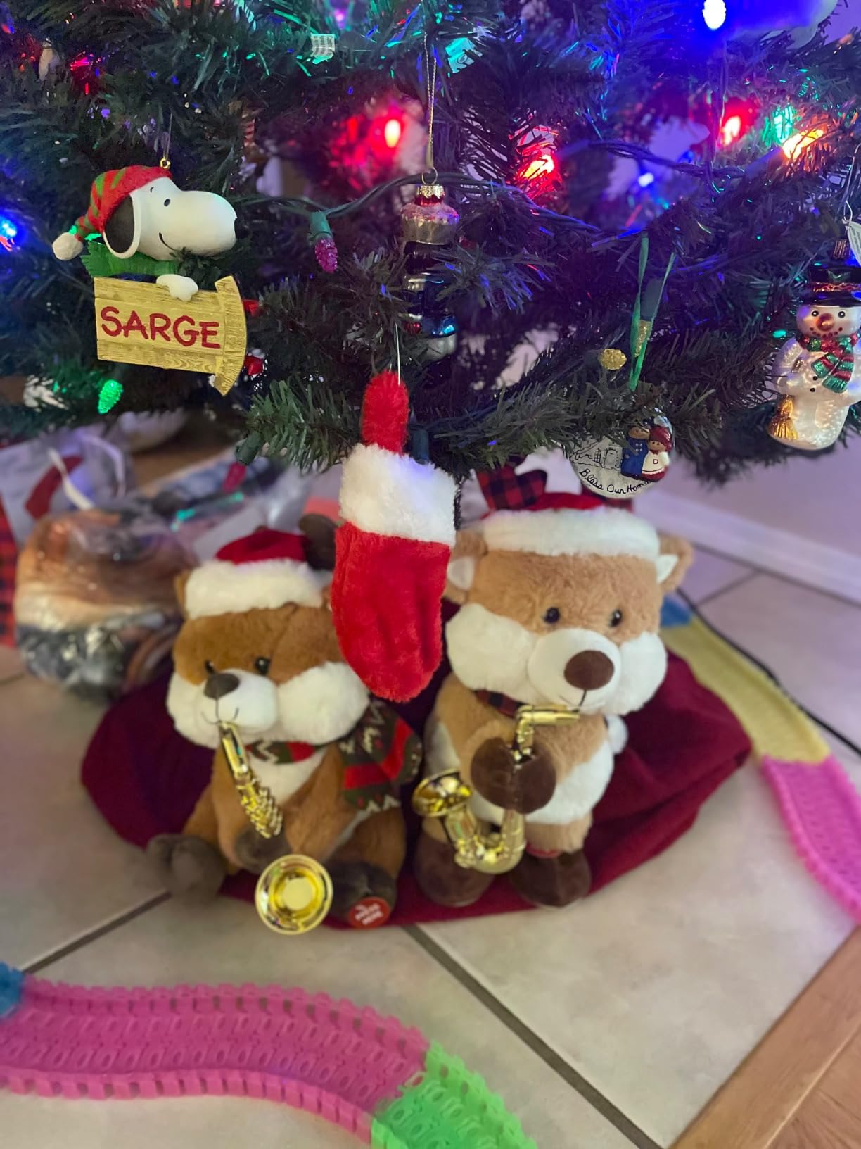 Cuddle Barn - Merry Saxmas Sterling Animated Christmas Reindeer Stuffed Animal Plush Toy, Sways, Lights Up, and Plays Saxophone to Have Yourself a Merry Little Christmas, 12 inches customer photo 2