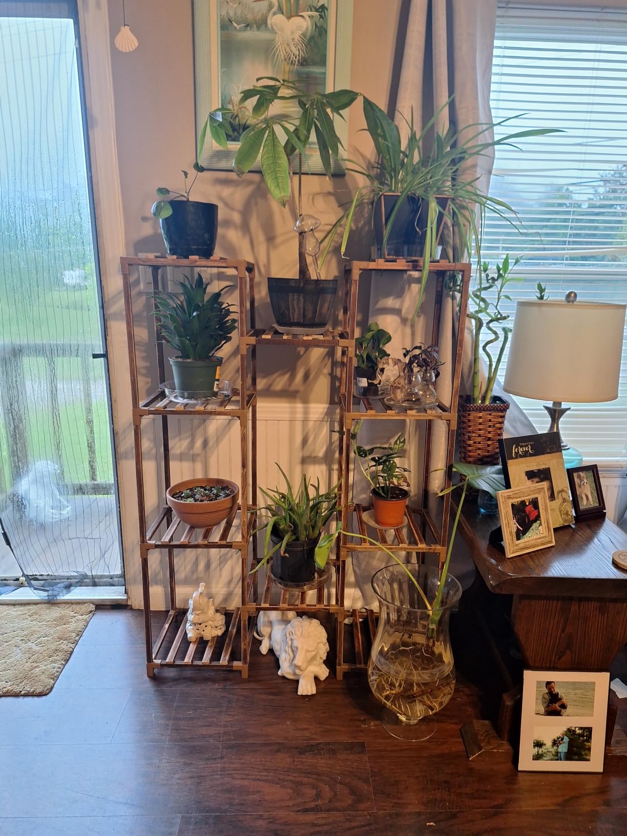 Bamworld Plant Stand Indoor Outdoor Tall Plant Shelf for Multiple Plants Pots Wood Flower Stand Large Flower Holder for Living Room, Patio, Balcony, Garden Decor, Brown customer photo 2