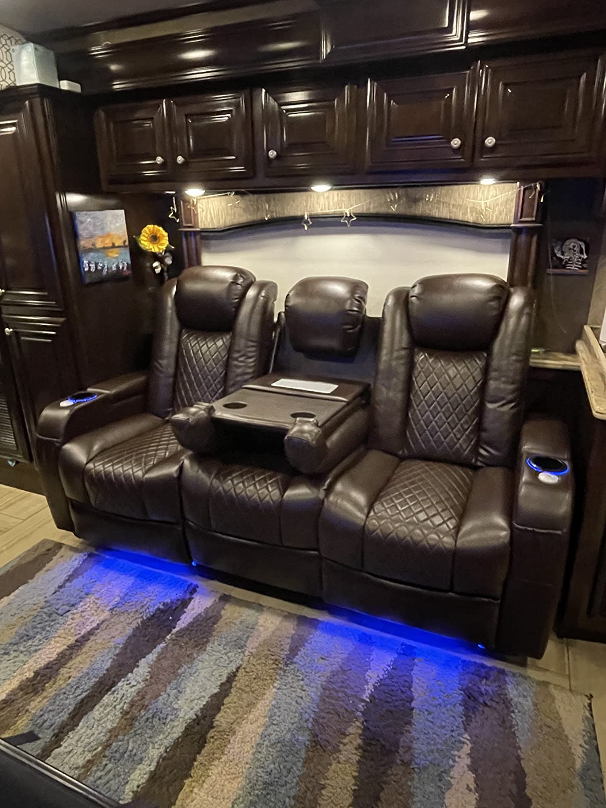 Airadlis Home Theater Seating Seats Dual Power Movie Theater Chairs Theater Recliner Sofa with 7 Colors Ambient Lighting, Lumbar Pillow, Side Pocket, Tray Table,Type-C USB Charge customer photo 2