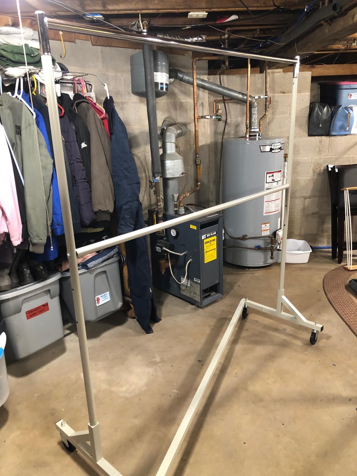 Simple Houseware Commercial Grade Z-Base Double Rod Garment Rack, Silver | 600Lb Load with 63
