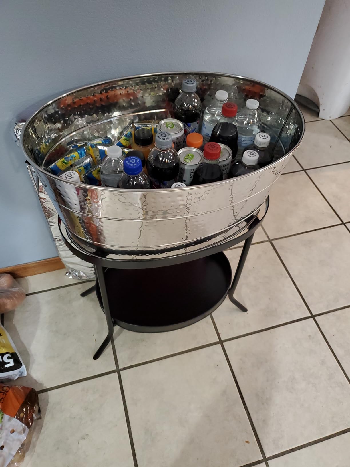 BREKX Heavy-Duty Large Stainless Steel Ice Bucket with Stand for Parties | Heavy-duty beverage tub with stand holds beer, wine and champagne customer photo 2