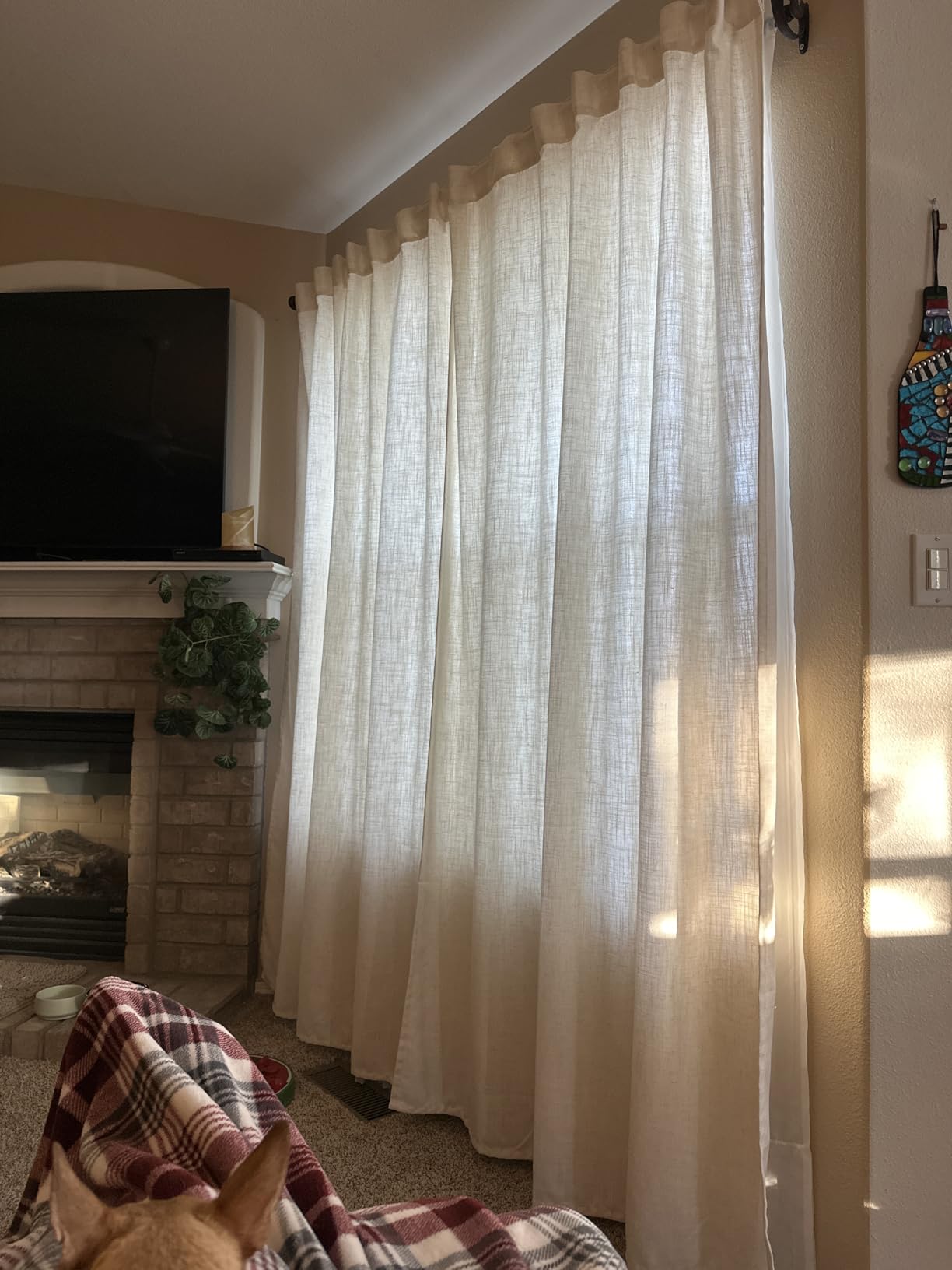 Joydeco Linen Curtains 96 inch Length 2 Panel Set, Light Filtering Curtain for Living Room Bedroom, 52 inch Wide Drapes with Rod Pocket Back Tab customer photo 2