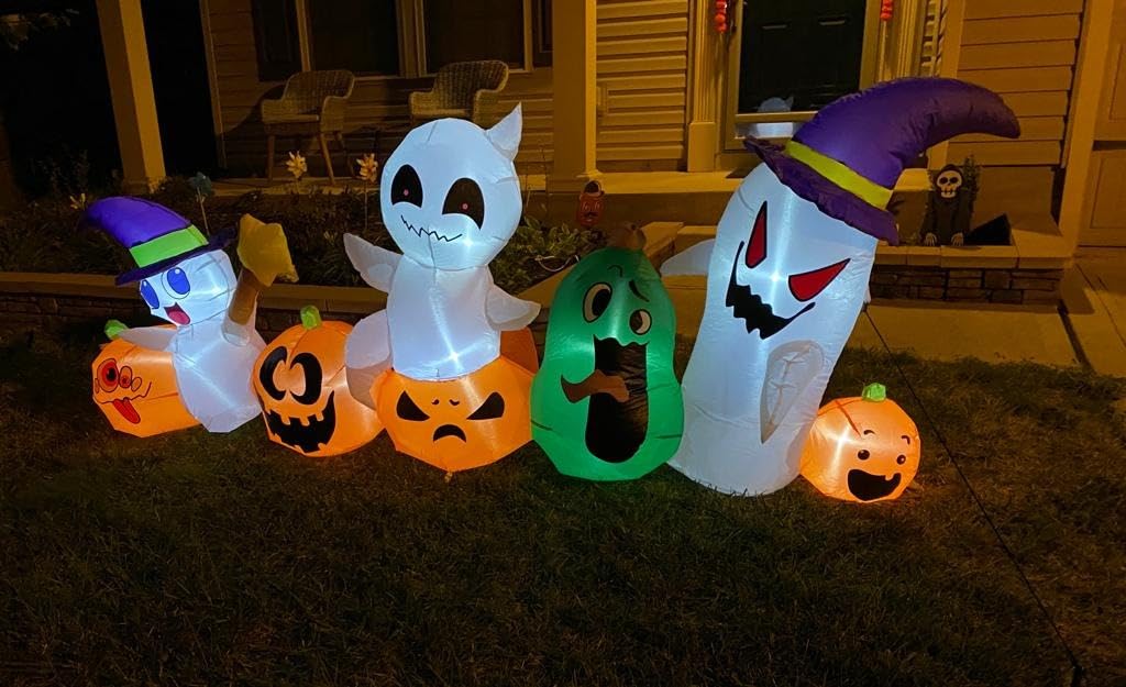 8 FT Halloween Inflatables Blow up Outdoor Decoration, Inflatable Ghost with Pumpkin Led Light Inflatables Outdoor Decor Blow up Inflatables for Holiday Party Lawn Yard Garden Decor customer photo 2