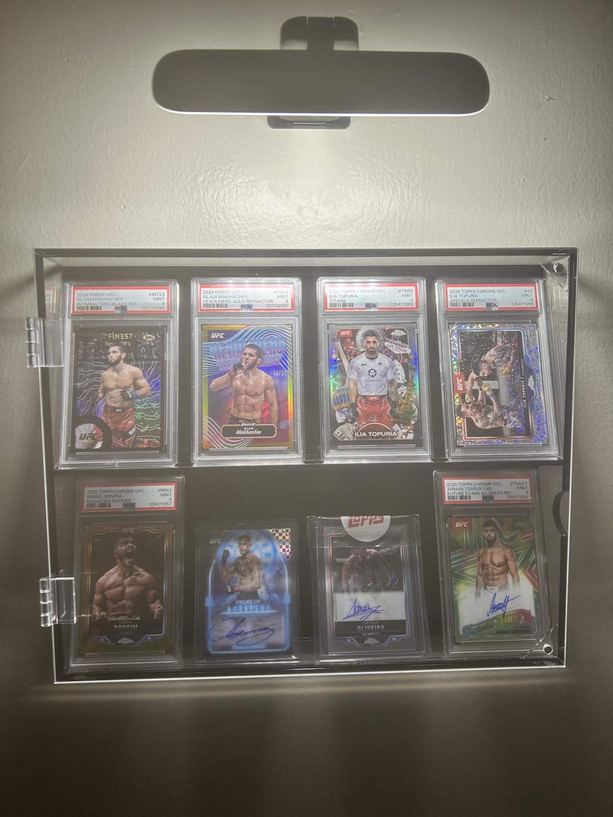 NIUBEE Acrylic Baseball Card Display Case, 8 Graded Card Display Frame Wall Mount with UV Protection Clear View, Sports Card Display Case with Magnetic Door for Football Basketball Hockey, Horizontal customer photo 2