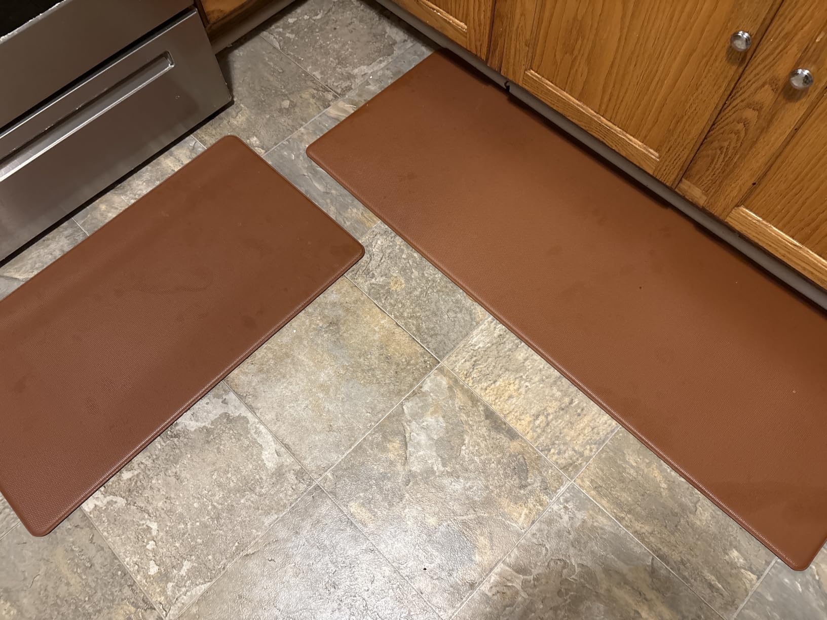 StepRite Kitchen Mats for Floor, 2-Piece Anti-Fatigue Kitchen Rugs, Black | 17.3