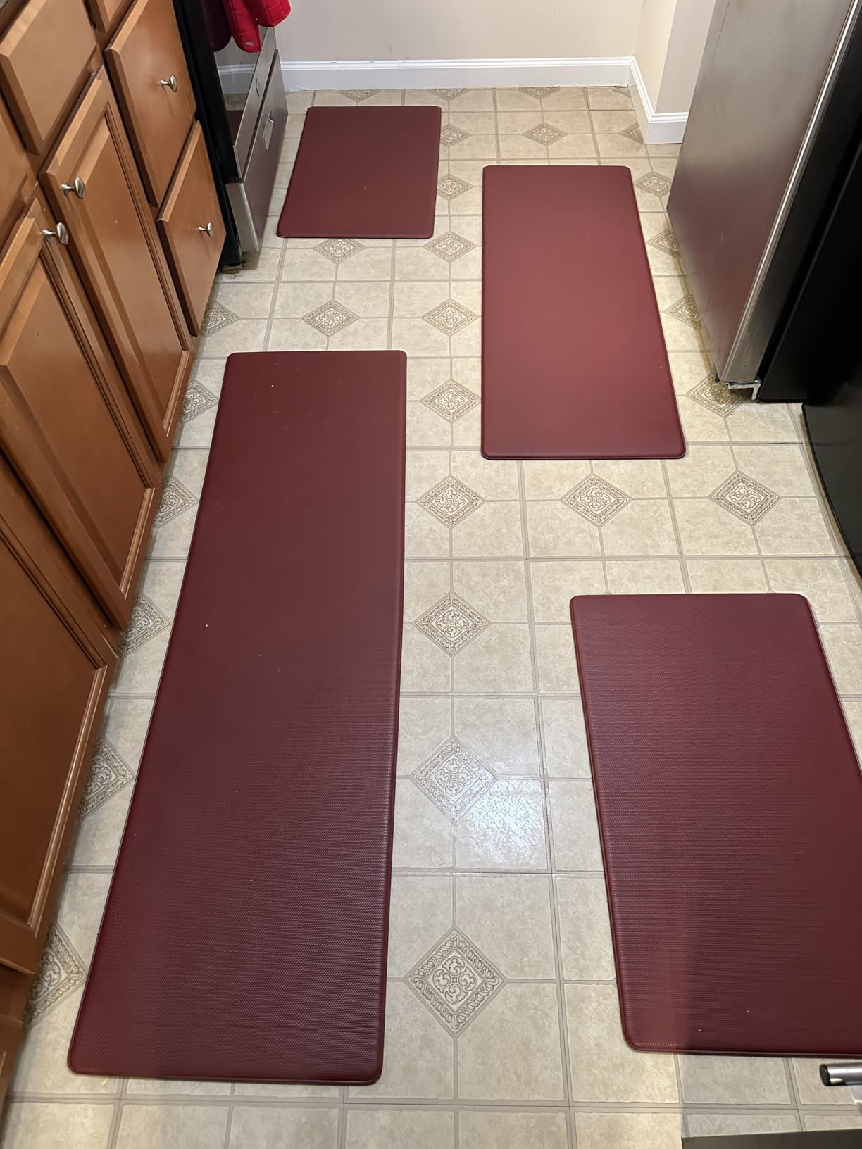 StepRite Kitchen Mats for Floor, 2-Piece Anti-Fatigue Kitchen Rugs, Black | 17.3