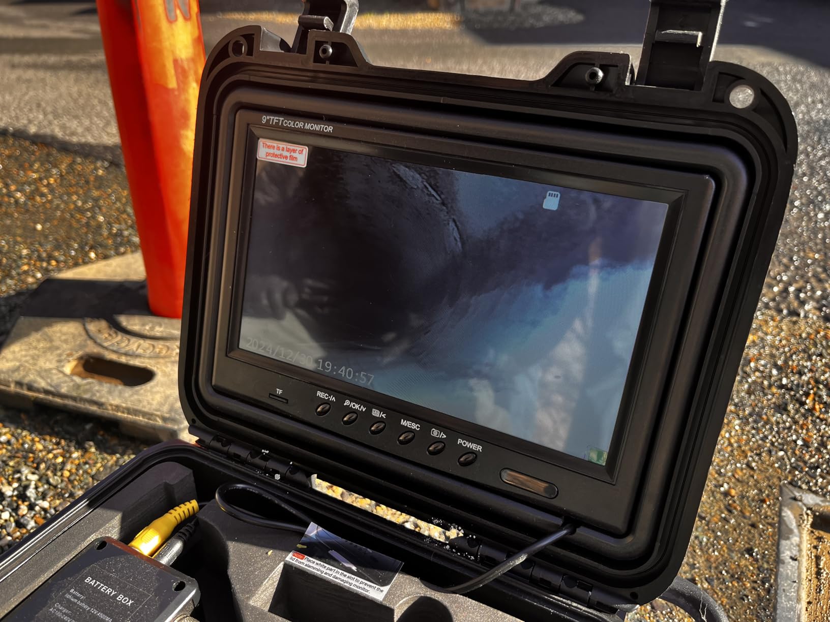 Sewer Camera with Locator, Anysun Self Leveling Sewer Inspection Camera 200ft with Meter Marker and DVR, 9'' HD Monitor with 12 Adjustable Lights(32GB Card) customer photo 2