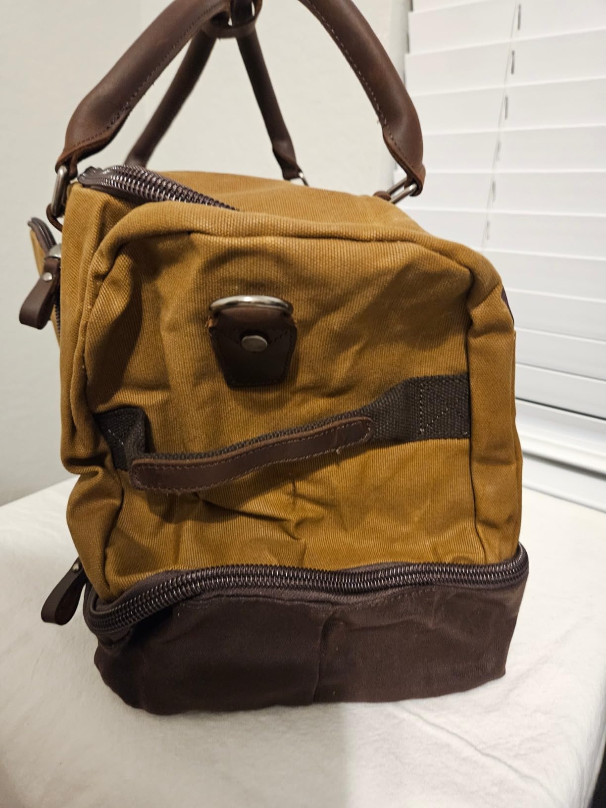 Nerlion Weekender Bag with Shoe Compartment Large Overnight Bag for Men Canvas Genuine Leather Carry on Luggage Bag Travel Duffel Bag(Brown) customer photo 2