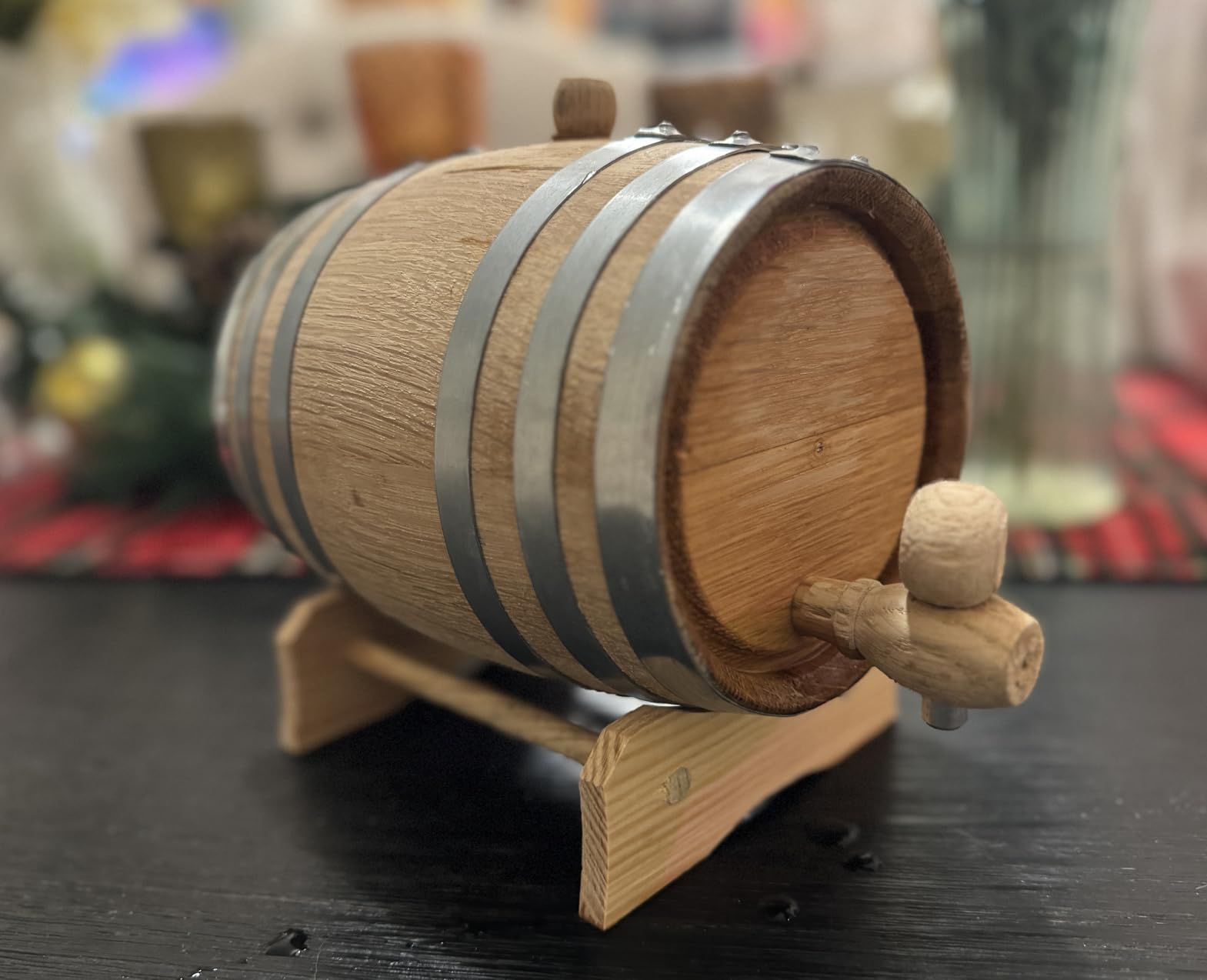 1 Liter Unvarnished American White Oak Aging Barrel, Steel Hoops, Mini Keg | Charred Wooden Cask & Dispenser Kit for Whiskey, Bourbon, Wine & Cocktails, for Home Brewing & for Bar Countertop Decor customer photo 2