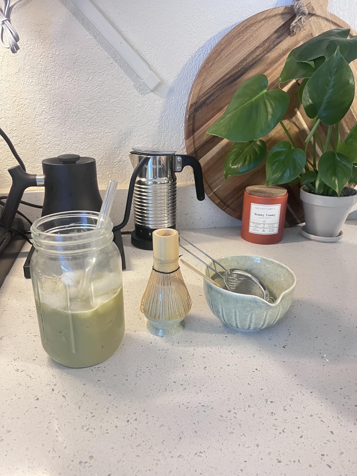 TANG PIN Matcha Set - Match Bowl and Whisk, 15 OZS Matcha Whisk Set | Matcha Scoop | Matcha Whisk Stand (Chasen Holder) - 5pc Perfect Matcha Kit for Matcha Tea Ceremony (Mottled Green) customer photo 1