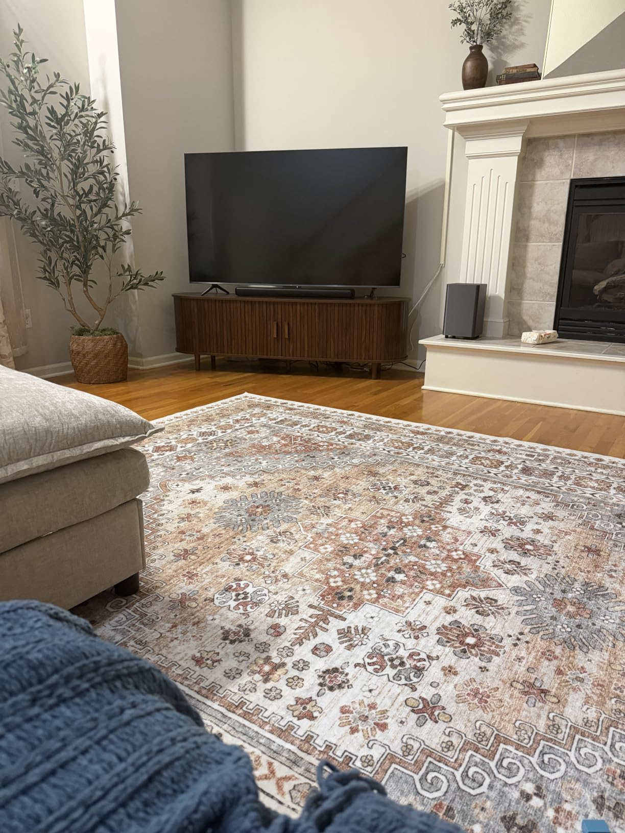 zesthome 8x10 Area Rugs for Living Room,Large Washable Rug,Orange | Rugs for Bedroom,Dining Room,Office,Low Pile,Soft, Vintage Rug,Stain Resistant Indoor Carpet,Non Slip,Home Decor customer photo 2