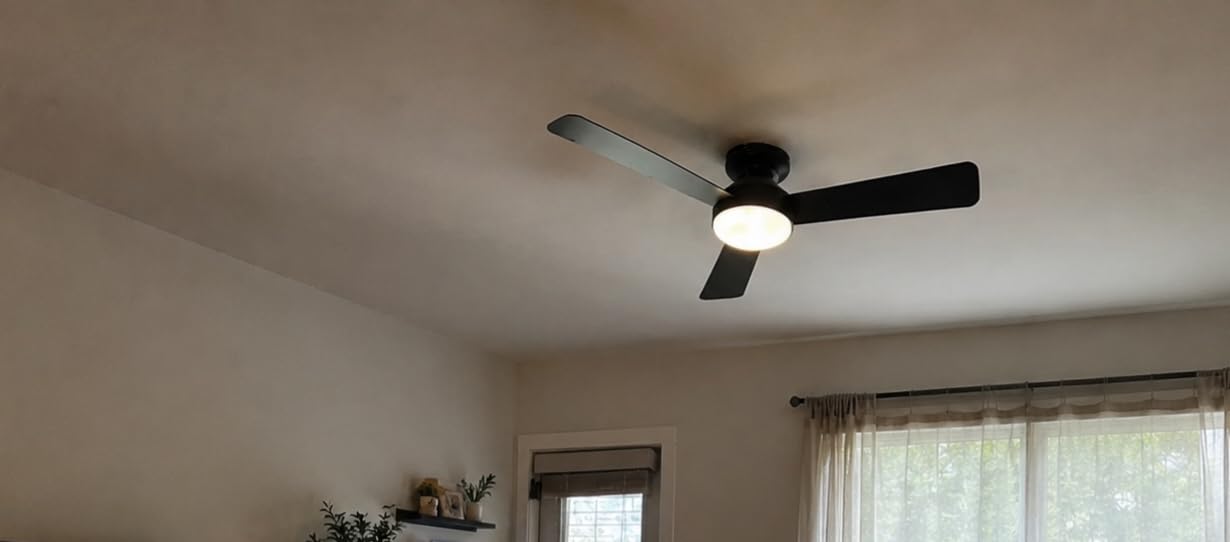Amico 42 Inch Black Low Profile Ceiling Fans with Lights and Remote | Flush mount, 3-color dimmable light, quiet reversible DC motor, easy install, memory, timer, bedroom, covered outdoor areas customer photo 1