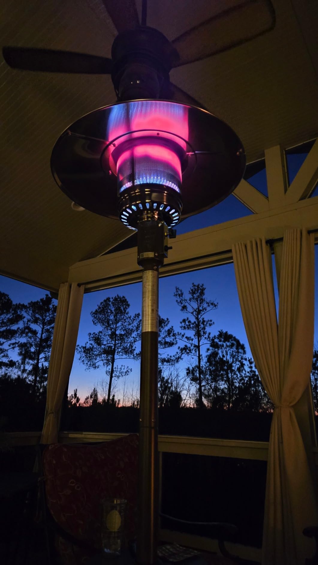 EAST OAK 50,000 BTU Patio Heater for Outdoor Use With Round Table Design, Double-Layer Stainless Steel Burner and Wheels, Outdoor Patio Heater for Home and Commercial, Bronze, 31.9