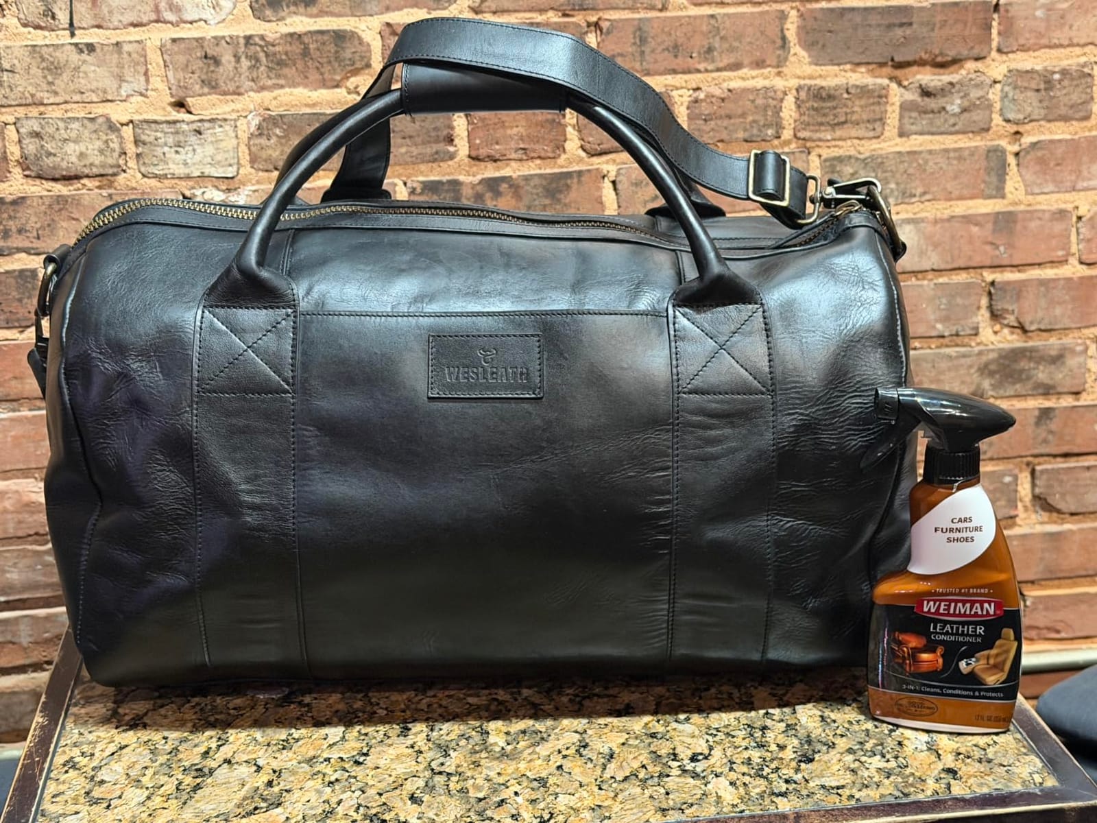 Full Grain Leather Duffle Bag - 40L Travel, Gym & Carry-On Weekender for Men | Handcrafted Overnight Bag with Brass Hardware, Bourbon Style customer photo 1