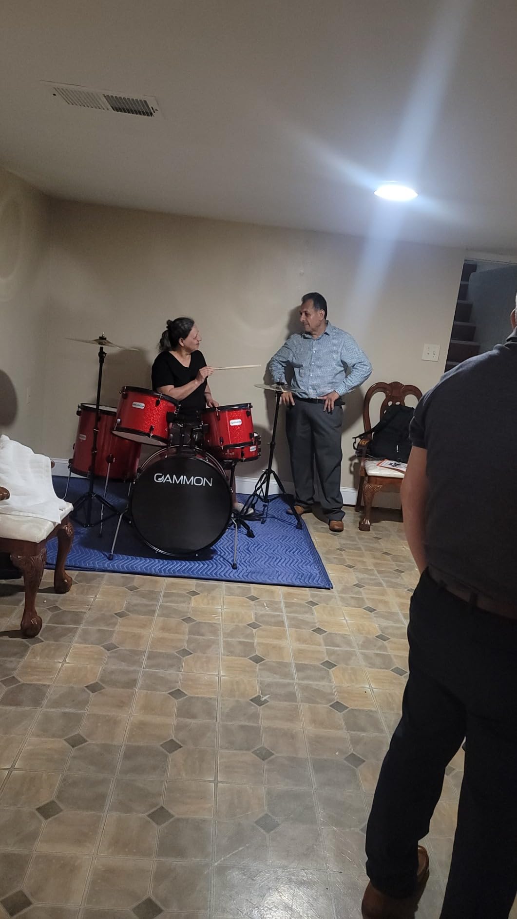 Gammon Percussion Full Size Complete Adult 5-Piece Drum Set with Cymbals, Stands, Stool, and Sticks - Red customer photo 1