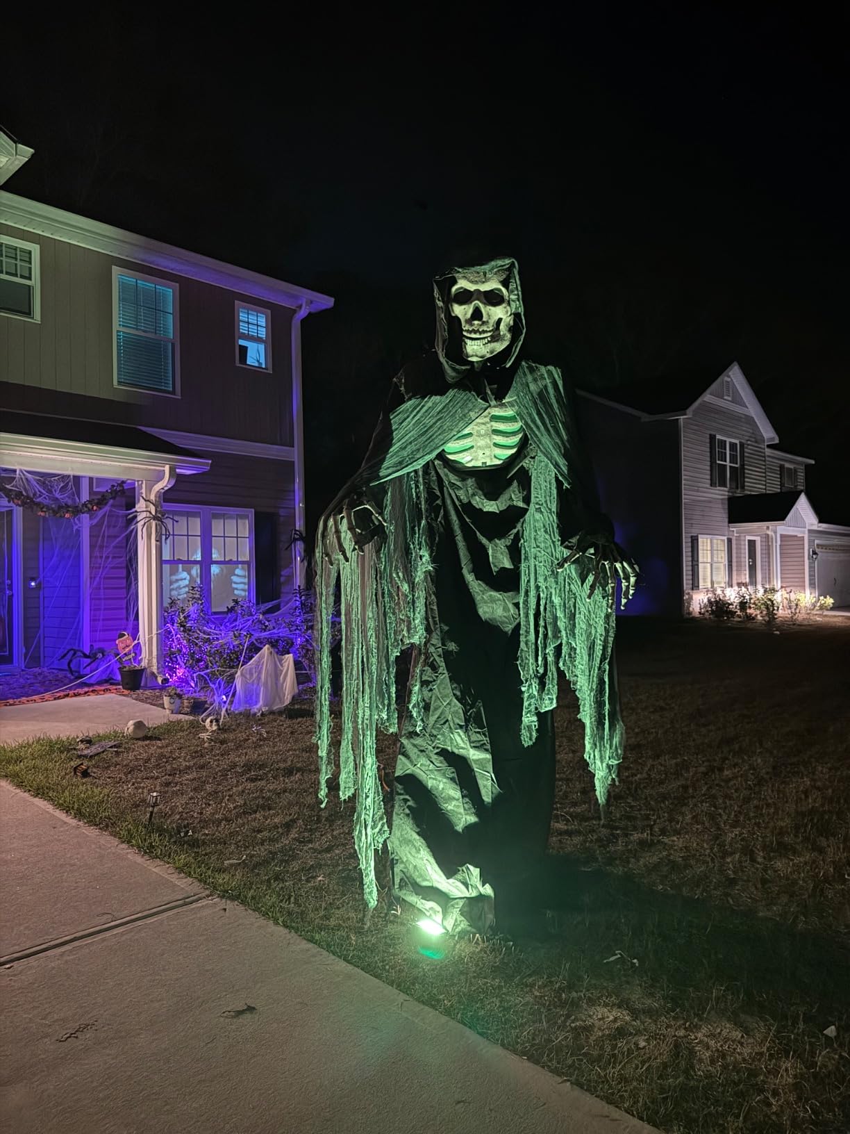 Haunted Hill Farm 8-Ft Motion-Activated Towering Skeleton Animatronic - Motion-Activated 8-Ft Towering Skeleton, Plug-In, Talking, Indoor or Outdoor Decoration, Creepy customer photo 2