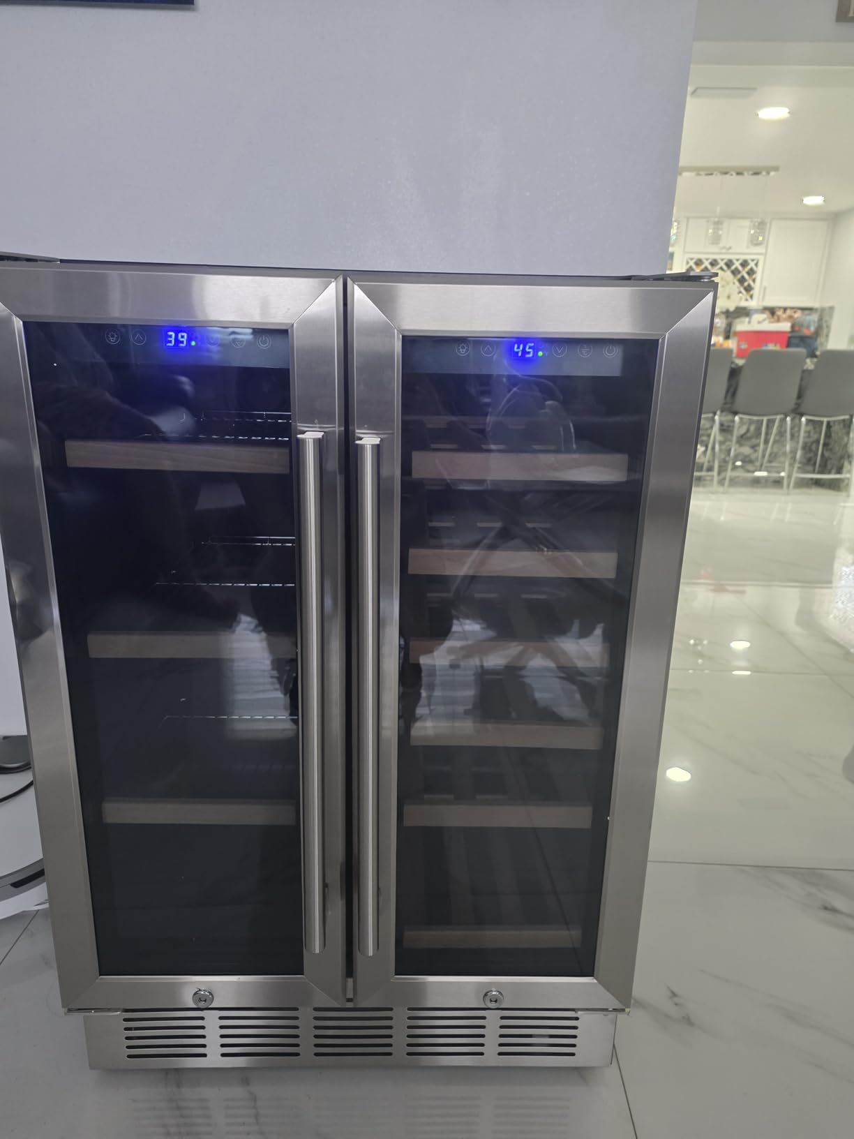 FoMup Wine Fridge 24 Inch, 190 Bottles Freestanding or Built-in Wine Cooler Refrigerator with Sliding Rail Shelves, Professional Wine Cellar Low Noise with Upgraded Reversible Door customer photo 2