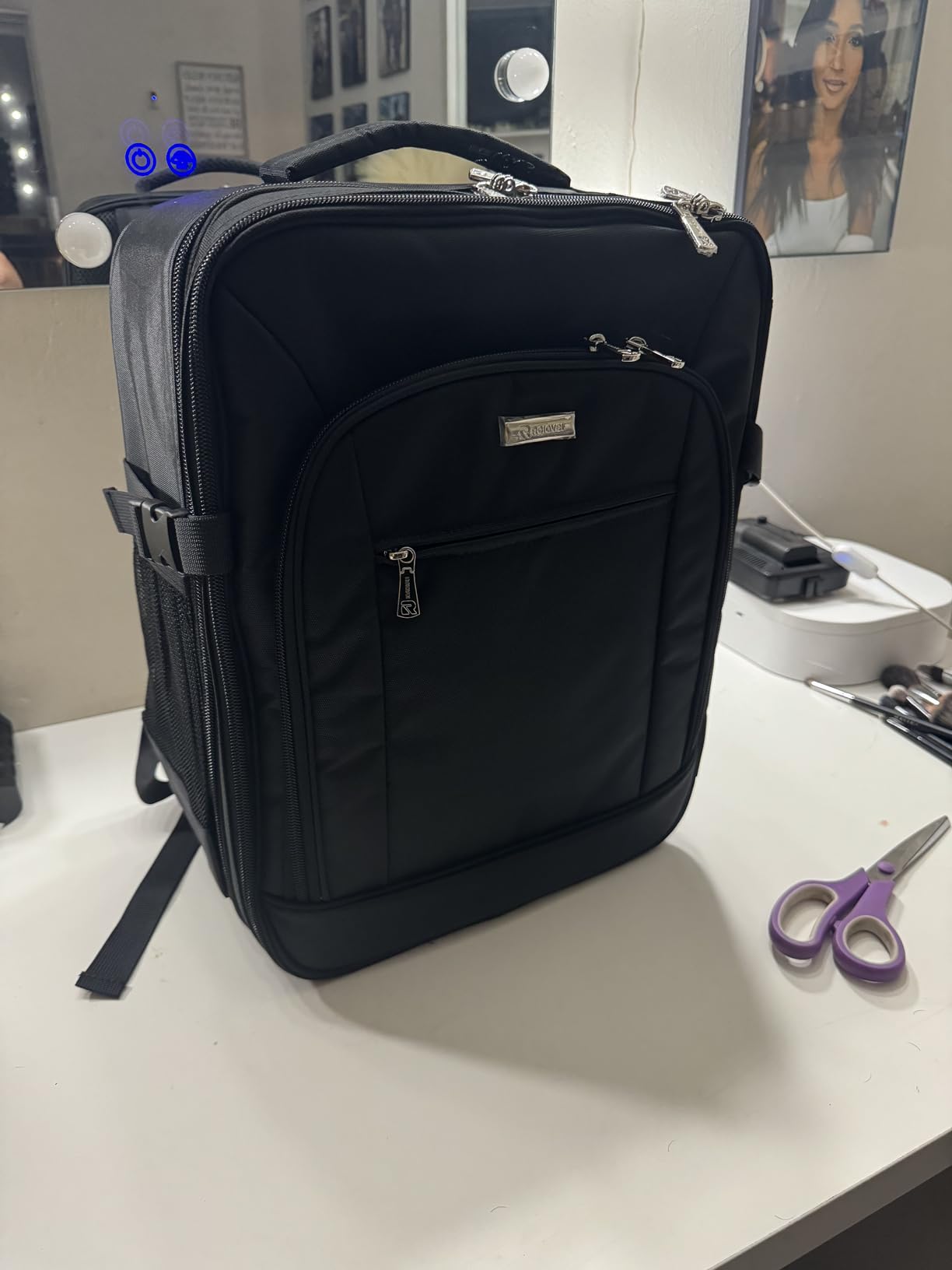 TANTO Makeup Backpack, Pro Cosmetic Artist Travel Train Case with 4 Pouches | Extra Large Double-Layer Makeup Organizer Storage Bag with Adjustable Divider & Shoulder Strap for Cosmetics, Brushes (Black) customer photo 2
