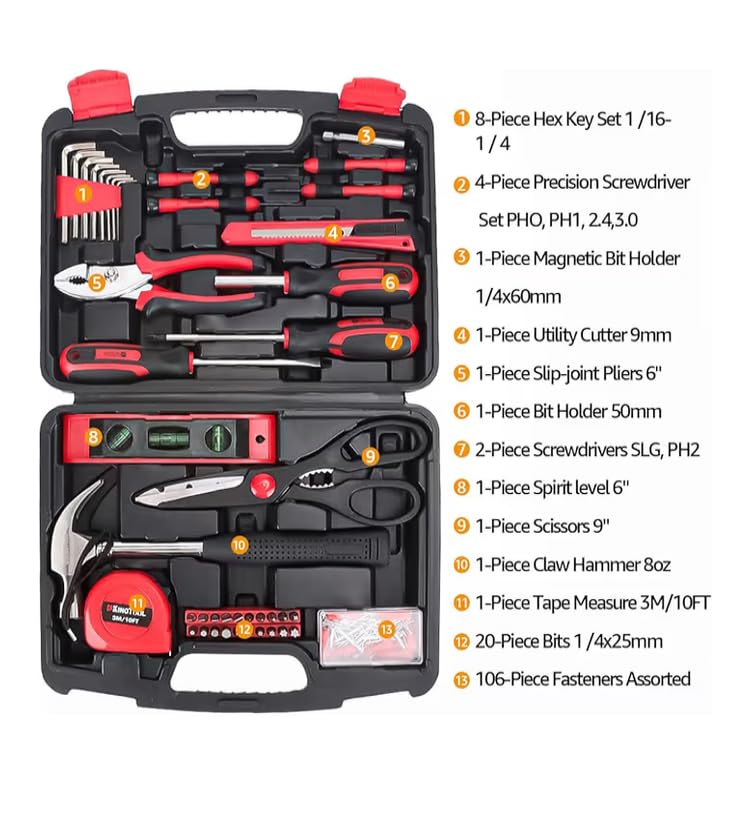 KingTool Home Repair Tool Kit - 149 Pieces Basic Home Repair Tool Set, General Mechanic Tool Set, General Household Tool Kit with Plastic Toolbox, Perfect for Homeowner, Office & College Repairs customer photo 1
