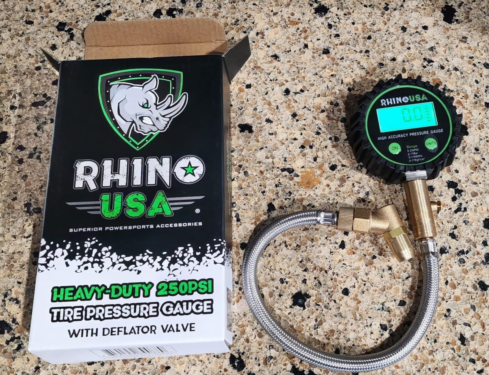 Rhino USA Digital Tire Pressure Gauge (250 PSI) - Braided Hose, ANSI B40.7 Accurate customer photo 1