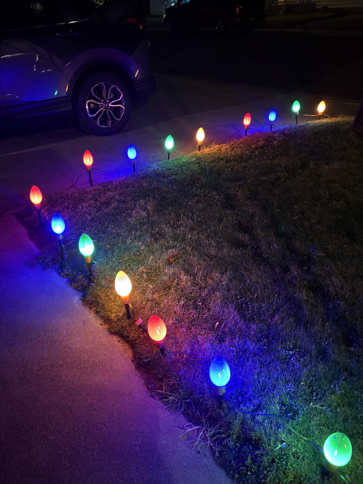 C9 Christmas Pathway Lights Outdoor, 38 Ft 25 LED Multicolor C9 Christmas Lights, Connectable Outdoor Waterproof Walkway Markers Light for Driveway Yard Garden Lawn Xmas Decorations customer photo 1