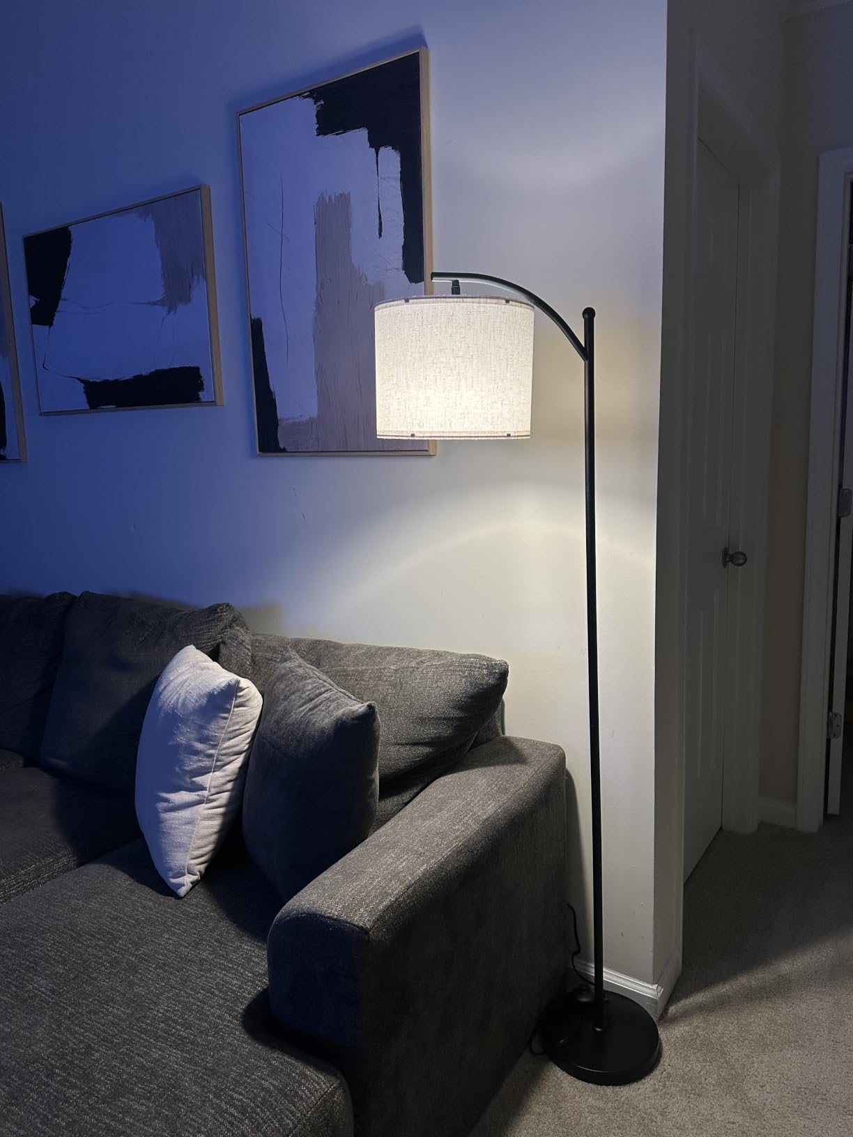 SUNMORY Arc Floor Lamp, Modern Floor Lamp with 3 Color Temperatures Bulb | Metal Standing Lamps with Adjustable Hanging Lampshade, Tall Floor Lamps for Living Room, Bedroom, Office, Black customer photo 1