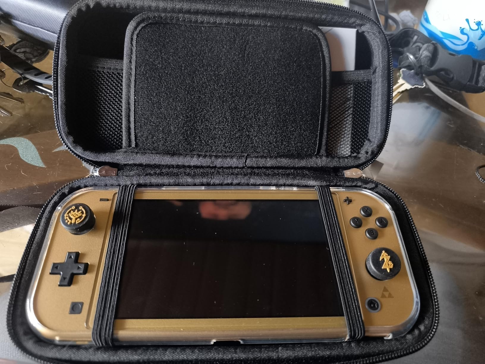 Younik Switch Lite Case, 14 in 1 Accessories Kit for NS Switch Lite (2019) | Bundle with Carrying Case, Protective Cover, Game Card Case, Screen Protectors, Thumb Grips, Pendant and Straps, Blue customer photo 2