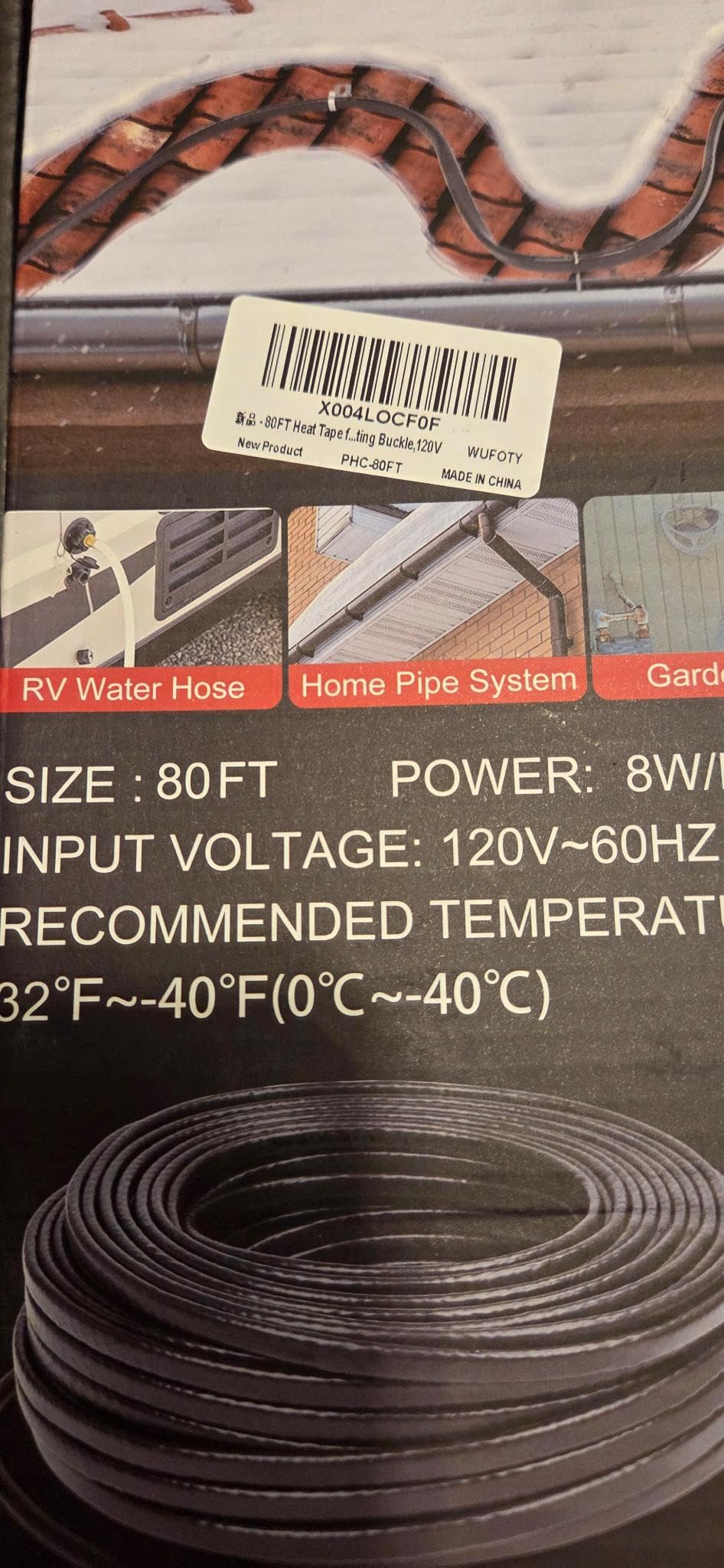 15FT Water Pipe Heat Cable for Pipe Freeze Protection - Pipe Heating Cable for Metal And Plastic Home Pipes customer photo 2