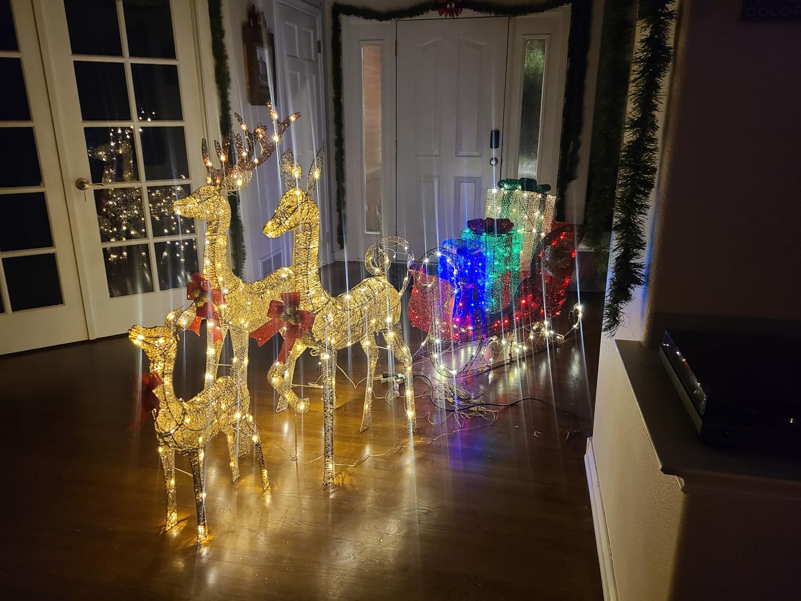 Christmas Decorations Outdoors Reindeer Family - Light up Christmas Decor Brown Deer 3 Piece with LED Lights, Extension Cord, Ground Stakes, for Outdoor Front Yard Porch - Brown customer photo 1