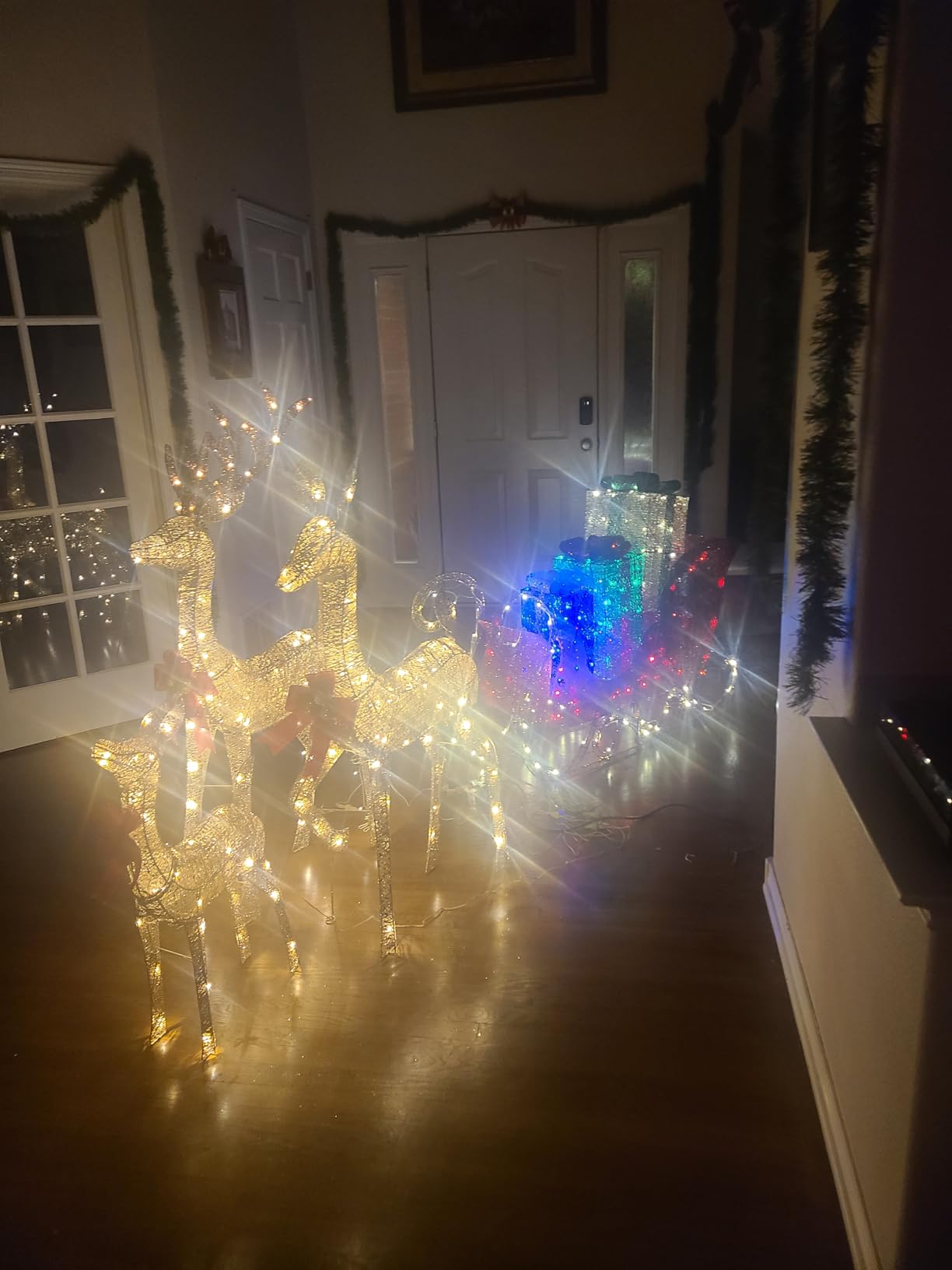 Christmas Decorations Outdoors Reindeer Family - Light up Christmas Decor Brown Deer 3 Piece with LED Lights, Extension Cord, Ground Stakes, for Outdoor Front Yard Porch - Brown customer photo 2