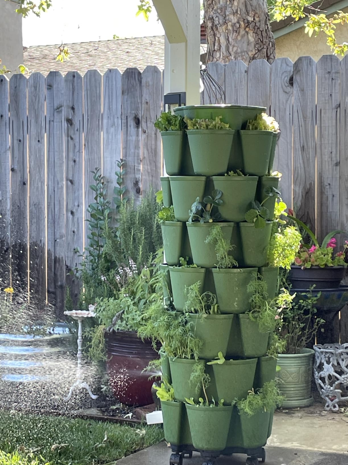 Greenstalk 7 Tier Leaf Vertical Planter for Growing a Variety of Strawberries, Vegetables, Herbs, & Flowers (Evergreen) customer photo 1