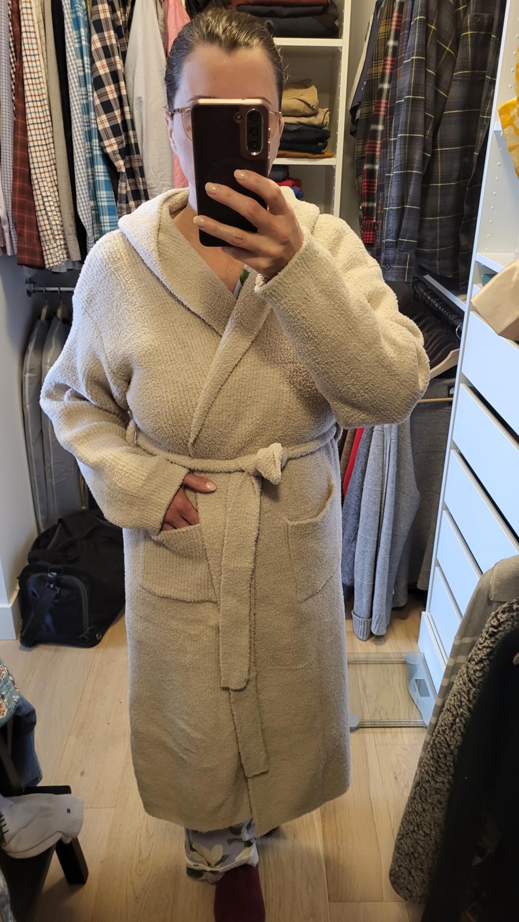 MH MYLUNE HOME Ultra Soft Robes for Women with Pockets, Womens Robe Plush | Hooded House Robes for Women Calf-Length customer photo 2