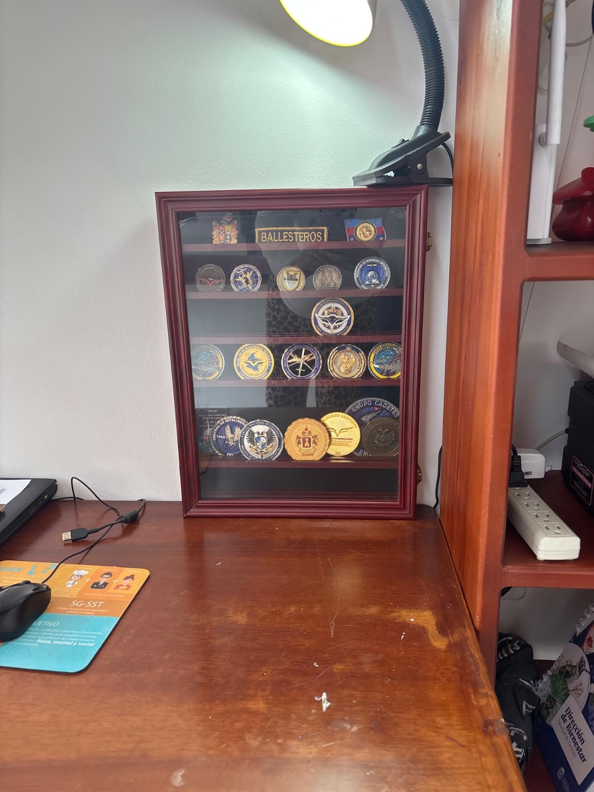 7 Rows Challenge Coin Display Case - Holds 100 Coins, Solid Wood Military Coin Holder Cabinet with HD Tempered Glass, Wall-Mountable Shadow Box for Collectibles, Medals, Casino Chips, Walnut customer photo 2