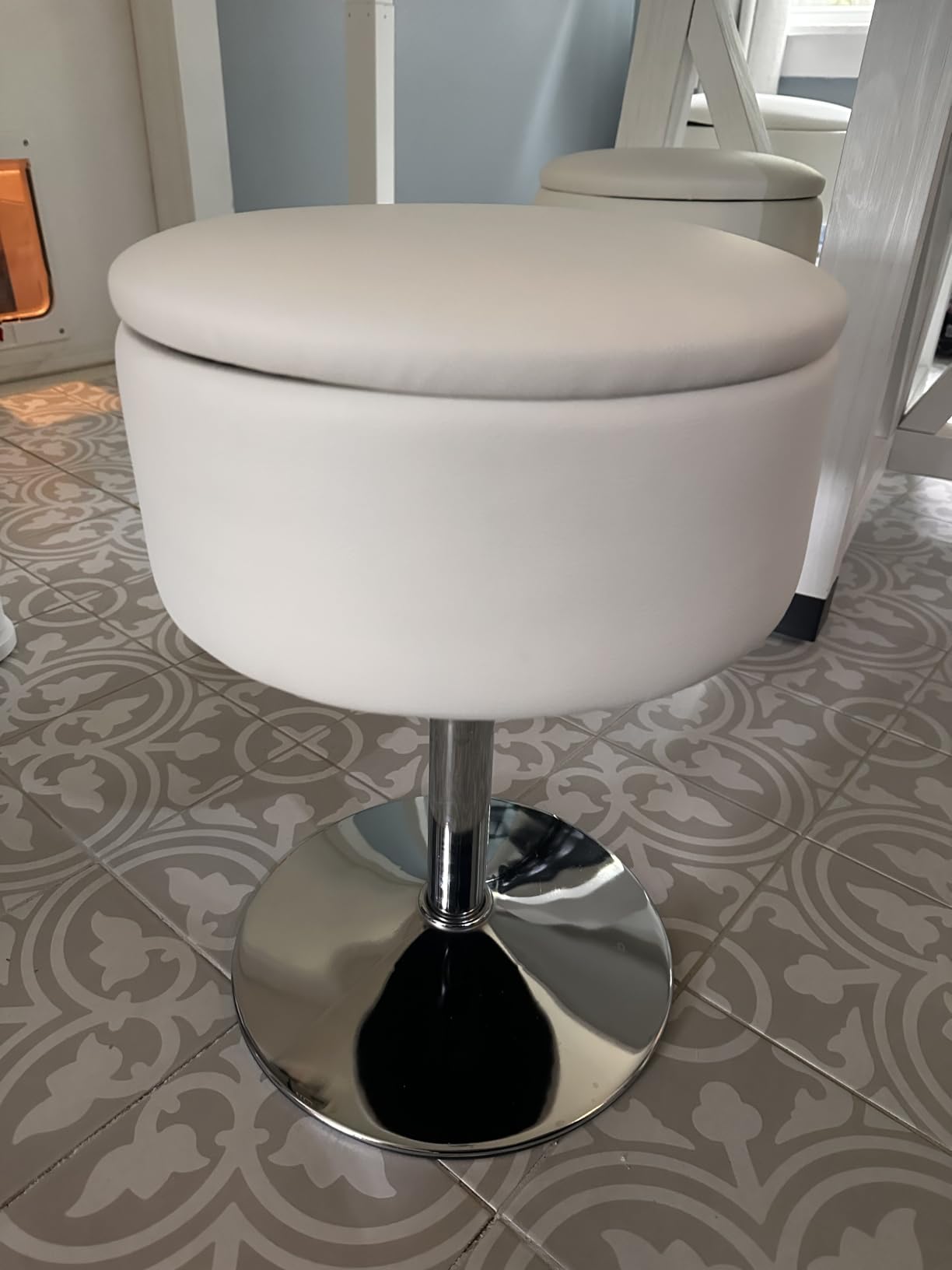 Adjustable Vanity Stool with Storage Swivel Vanity Chair Makeup | For Makeup Room & Bathroom, Height Adjustable 360°Swivel Velvet Ottoman with Storage, Makeup Chair Stool customer photo 1