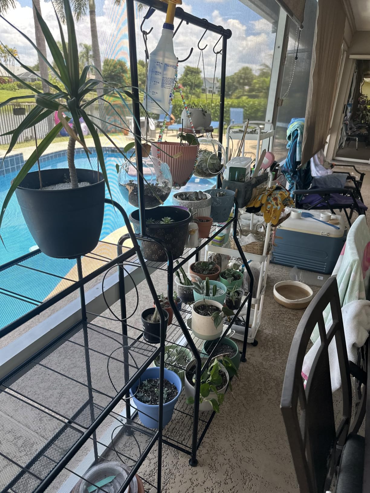 Simple Trending Plant Stand Indoor Outdoor, Heavy Duty Metal 3 Tiered Hanging Plant Shelf for Multiple Flower Planter Holder Tall Large Rack for Living Room Garden Balcony, Black customer photo 2