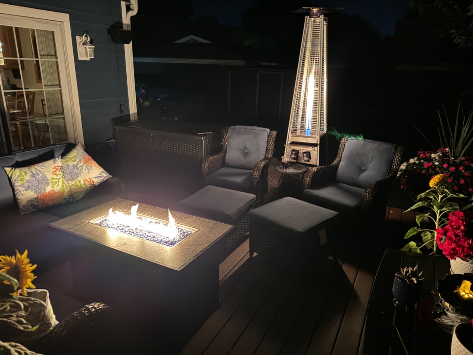 FOOWIN Patio Heater 48,000 BTU Outdoor Propane Heater with Wheels | Pyramid Patio Heater Outdoor Heaters for Patio w/Waterproof Cover & Gloves, for Outdoor Use, Party, Backyard, Garden, Bronze customer photo 1