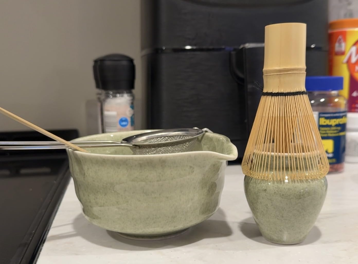 Ochcahser Matcha Set, 17 OZS Matcha Bowl, Matcha Kit for Matcha Lovers | 5 Pce Japanese Matcha Whisk Set Includes Bowl with Spout, Whisk Holder, Bamboo Whisk and Scoop, Sifter customer photo 2
