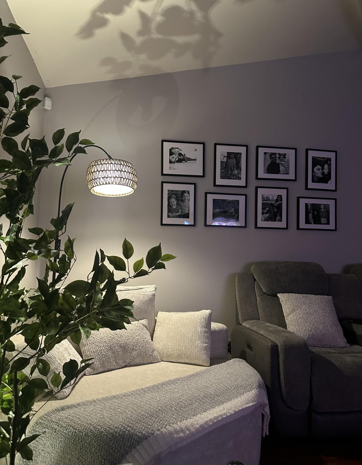 Arc Floor Lamps for Living Room with 3 Color Temperatures, Black Standing Lamp with Remote & Dimmable LED Bulb, Rattan Boho Floor Lamp, Farmhouse Tall Lamp for Bedroom, Over Couch Arched Reading Light customer photo 1
