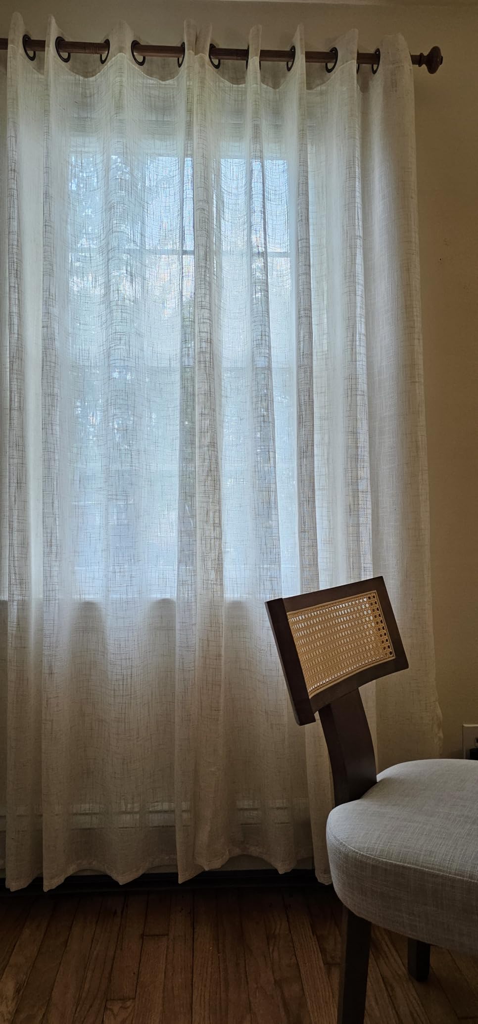 LAMIT Cream Ivory Linen Semi Sheer Curtains 84 inch Length for Bedroom | Light Filtering, Living Room Curtains, Soft Thick Neutral, Drapes for Farmhouse, Bronze Grommet, 2 Panels, 52 x 84 Inch customer photo 2